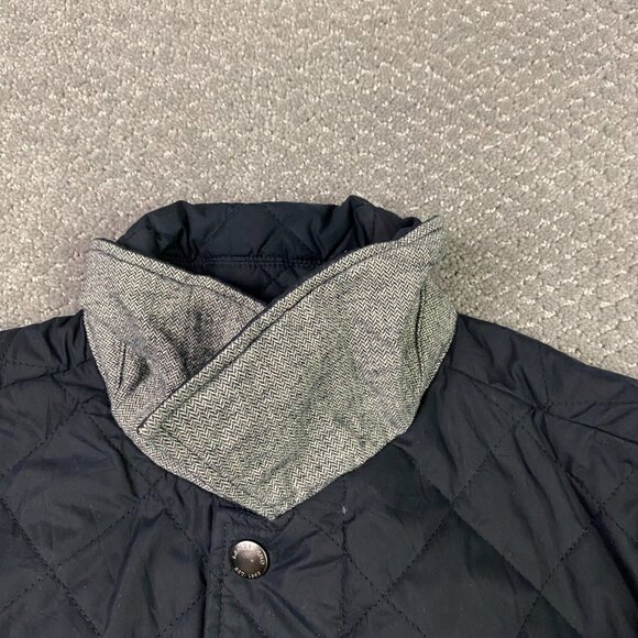 Lands' End Quilted Jacket Men's Medium Black Primaloft Insulation Snap Field - Picture 3 of 10